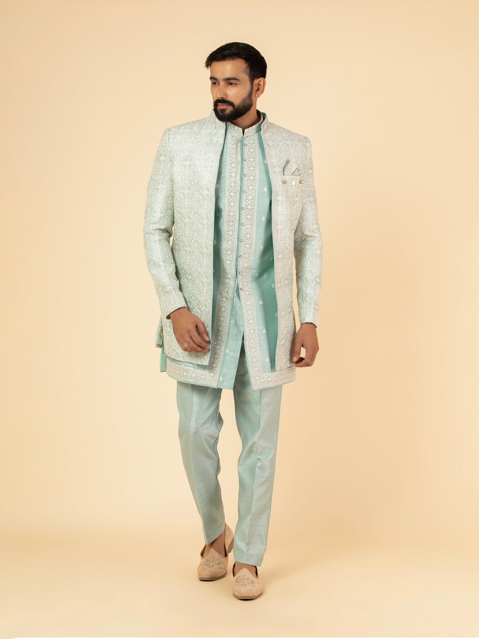 Seafoam Filigree Indowestern Set