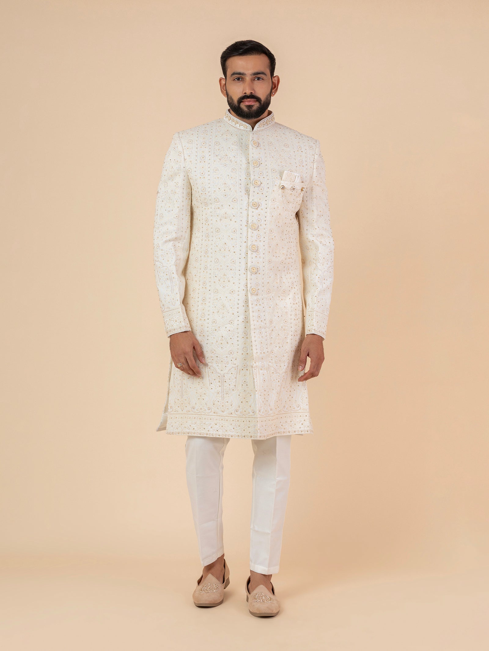 Ivory Filigree Work Sherwani