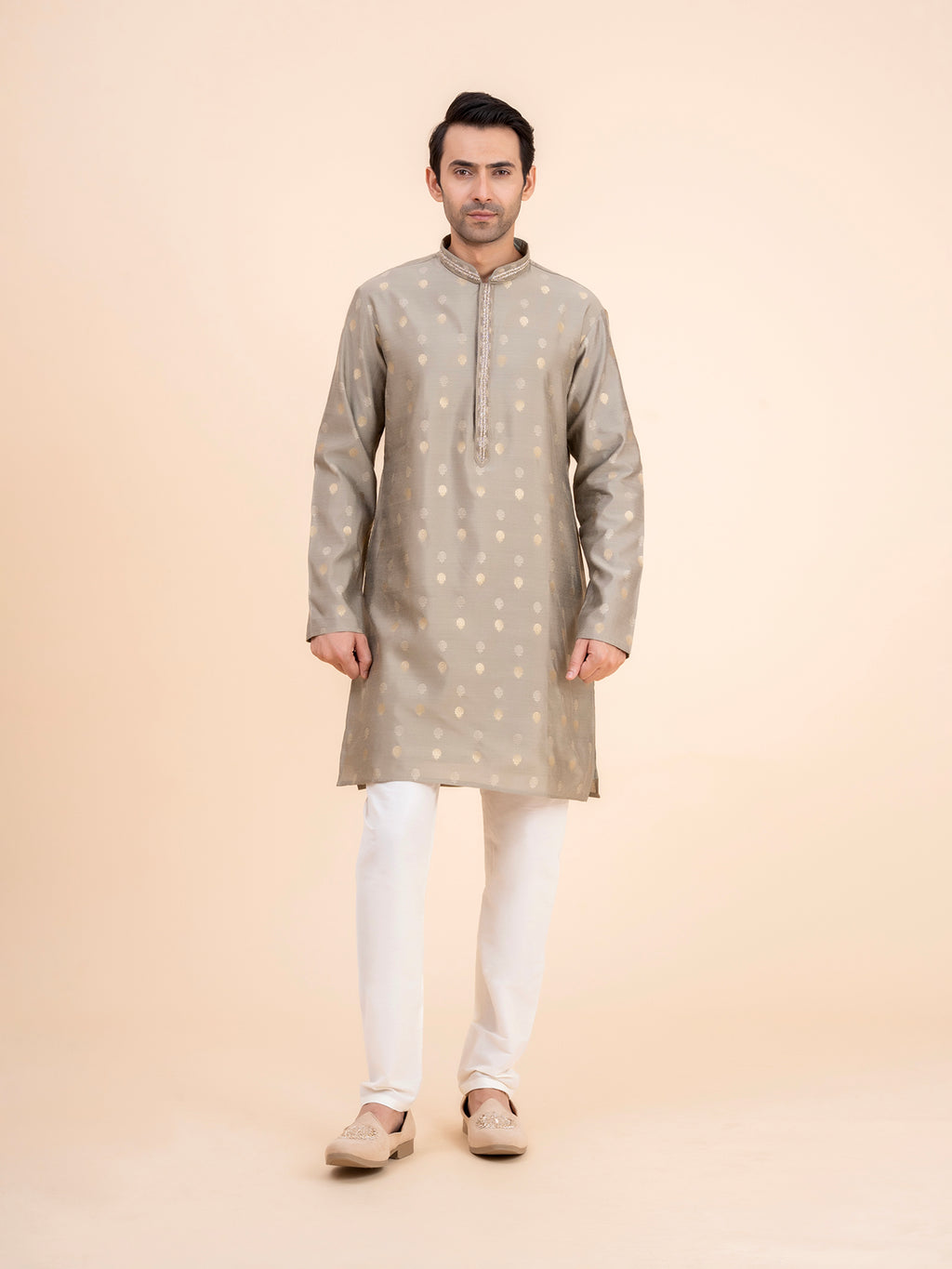 Olive Gold-Dot Kurta Set