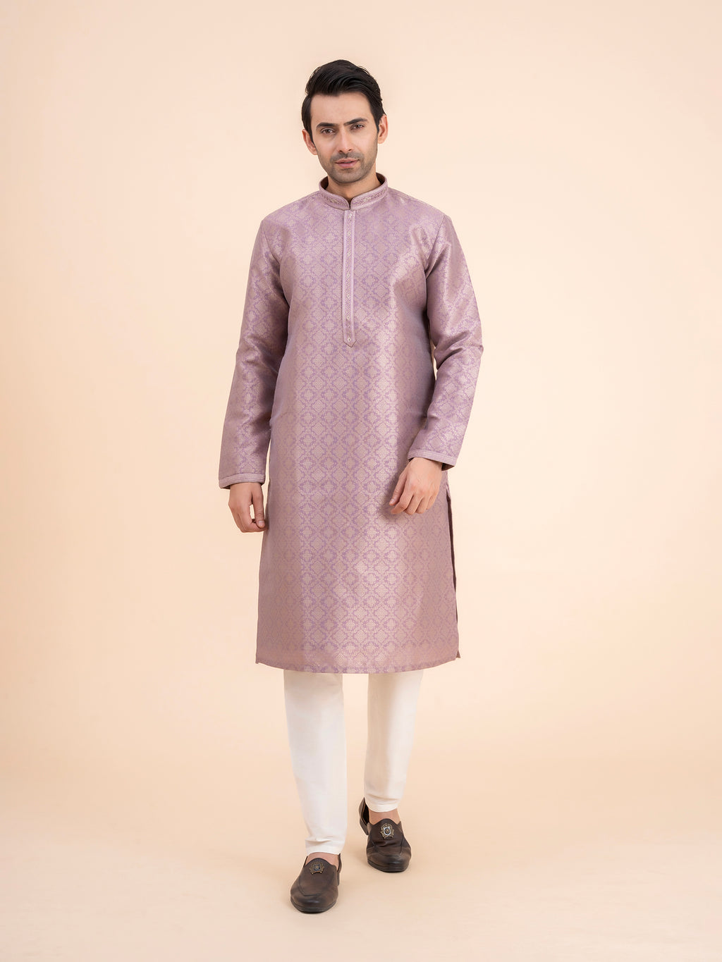 Mauve Brocade Kurta Set