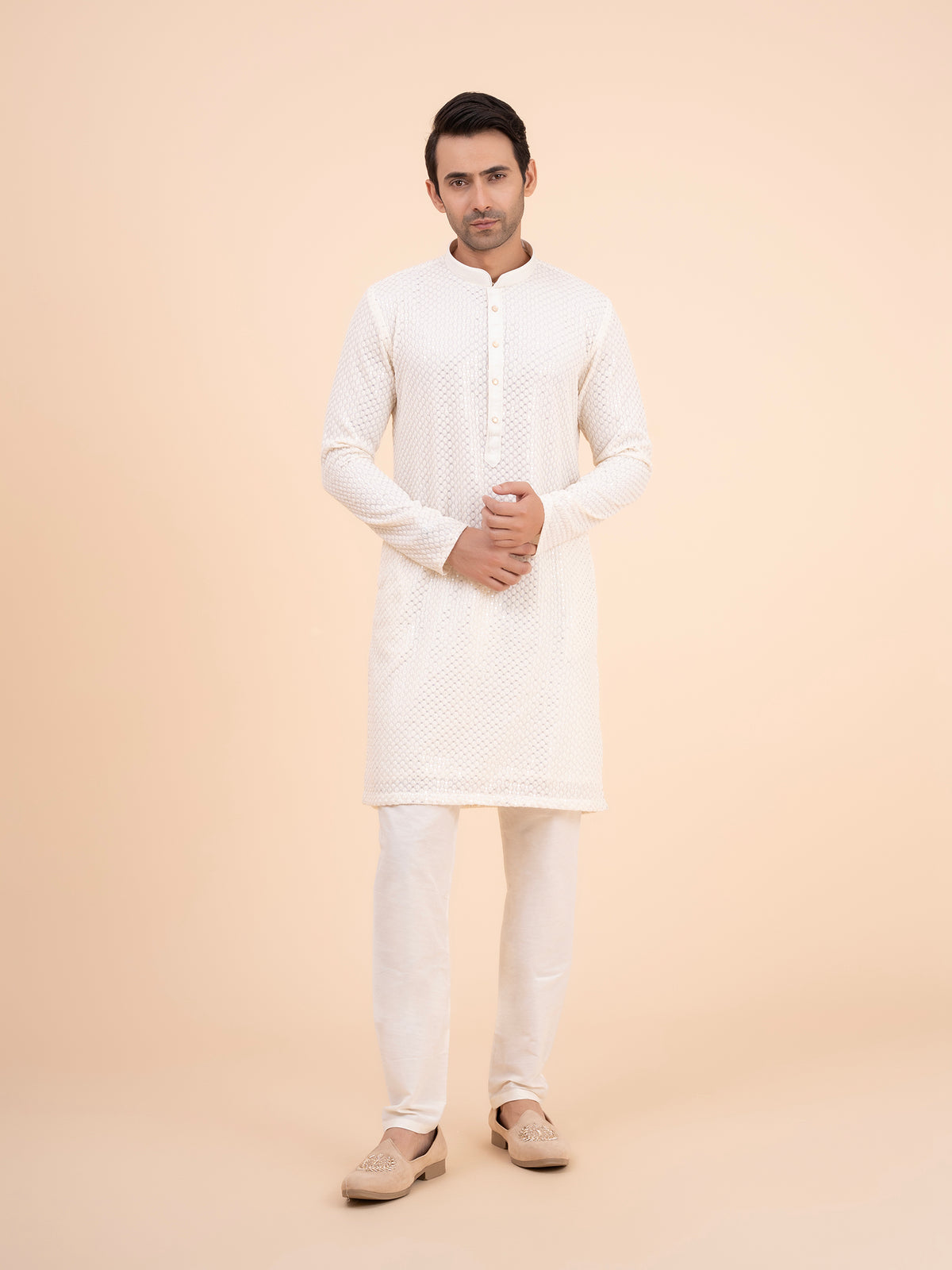 Ivory Chikankari Embroidred Kurta Set