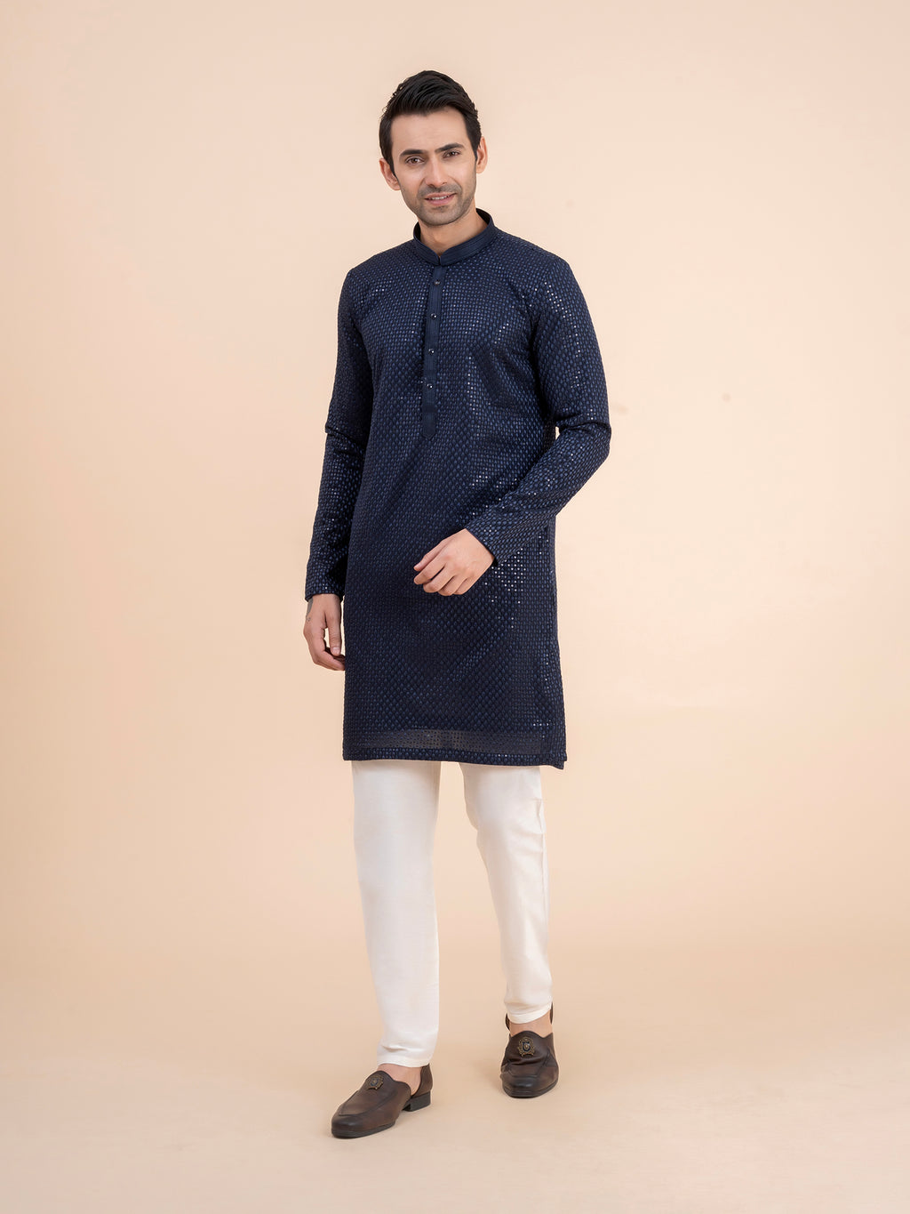 Midnight Blue Embellished Kurta Set