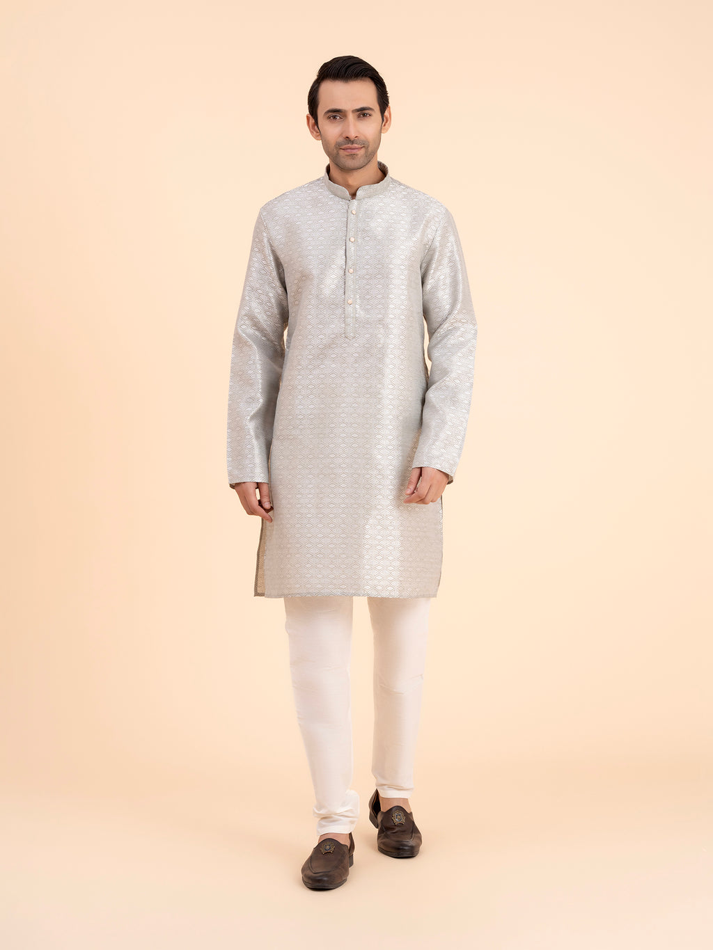Platinum Brocade Kurta Set