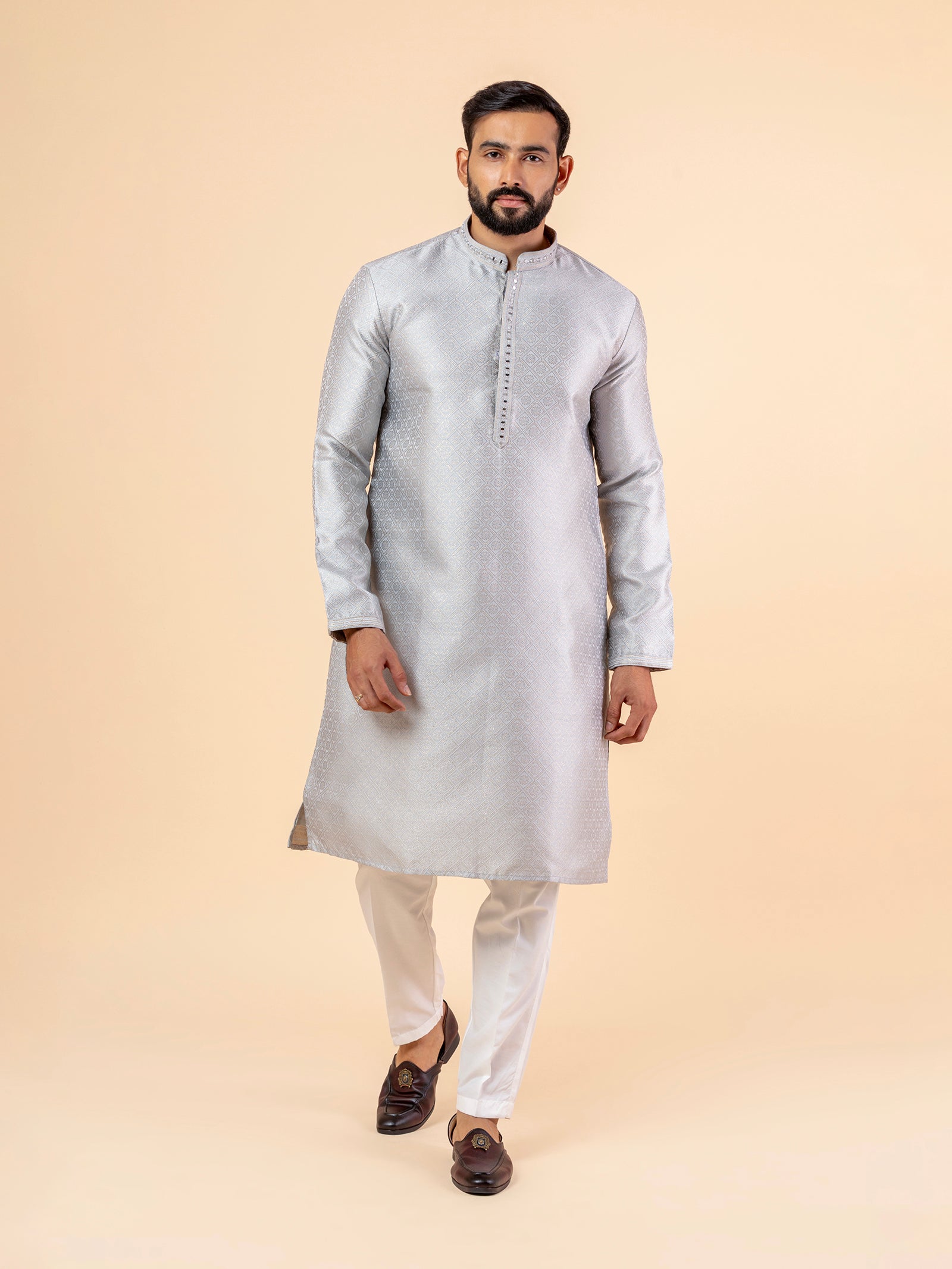 Sterling Grey Rhombus Kurta Set