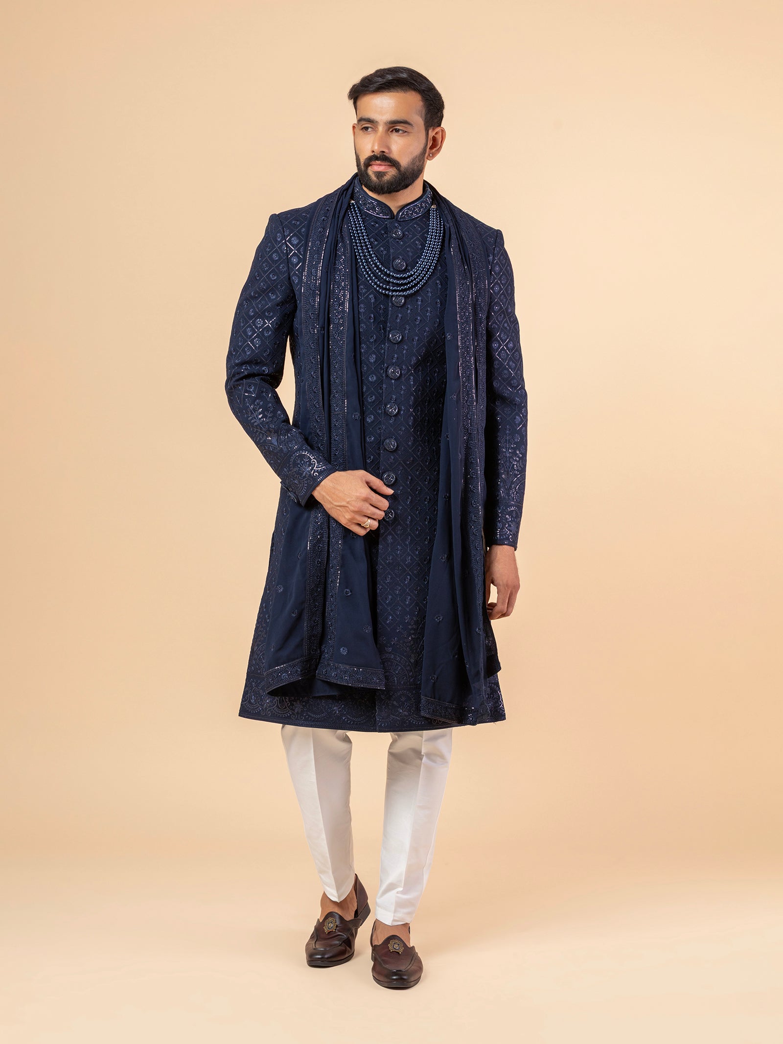 Midnight Sapphire Embroidered Sherwani