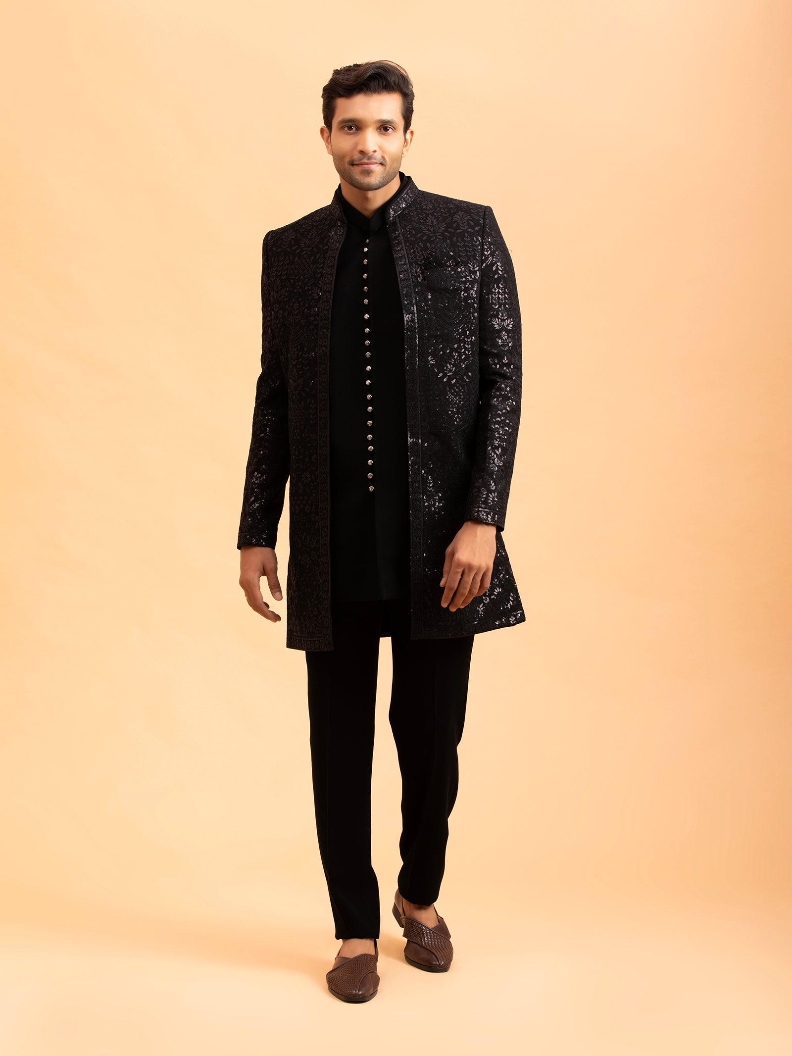 Obsidian Noir Sequin Indo-Western Set