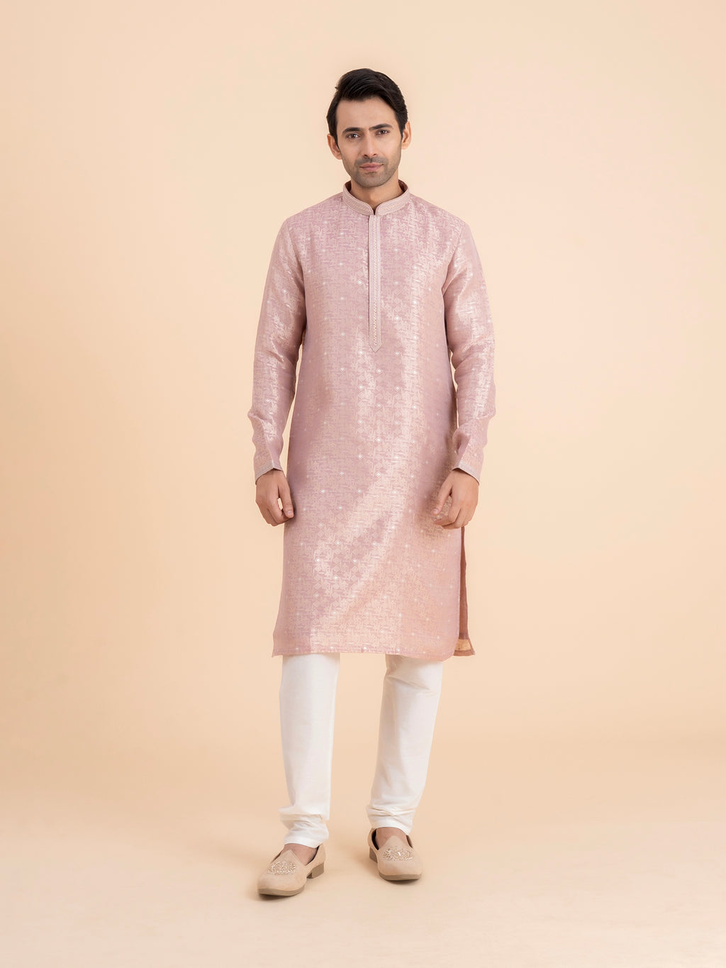 Blush Pink Brocade Kurta Set