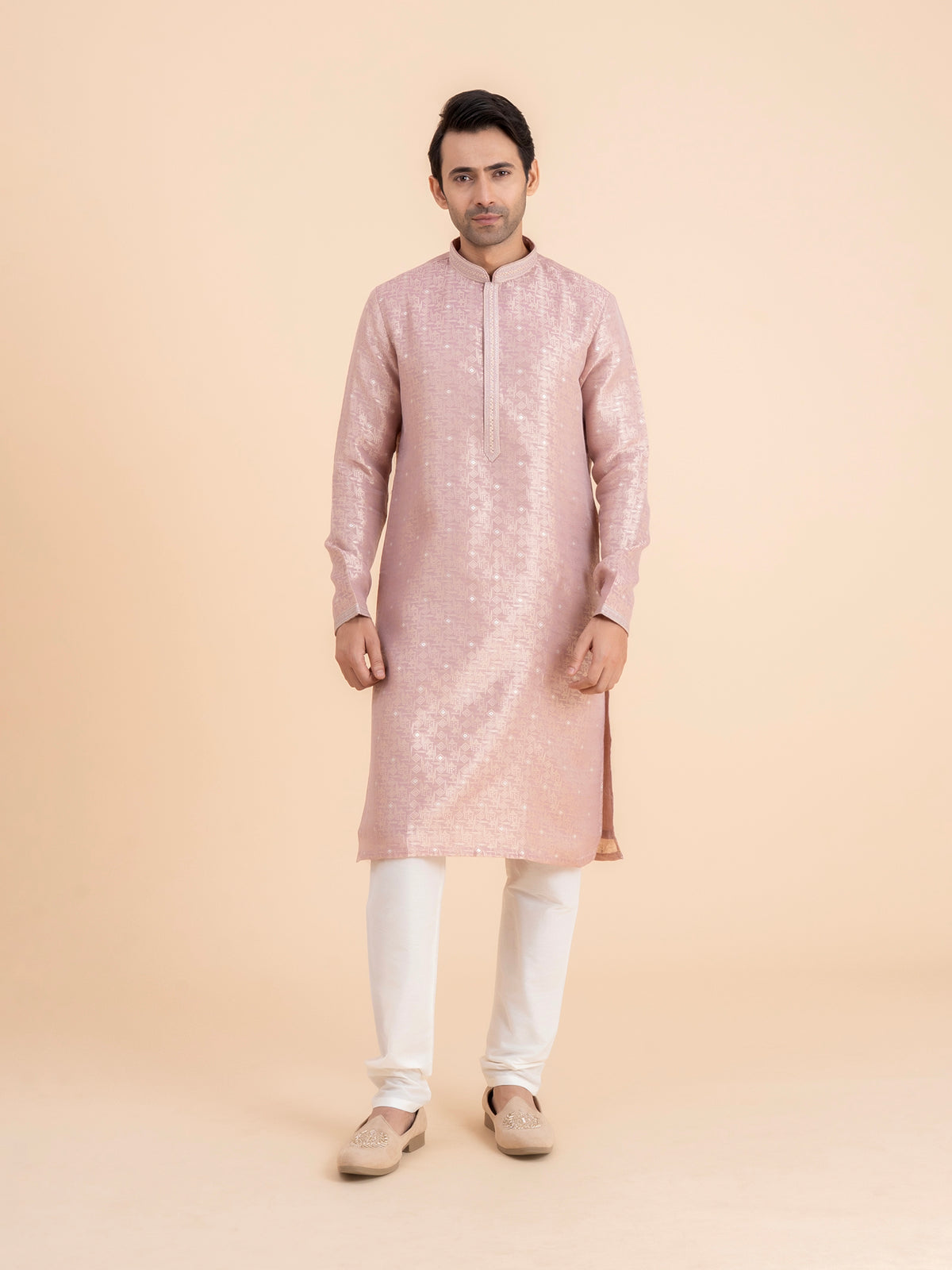Blush Pink Brocade Kurta Set