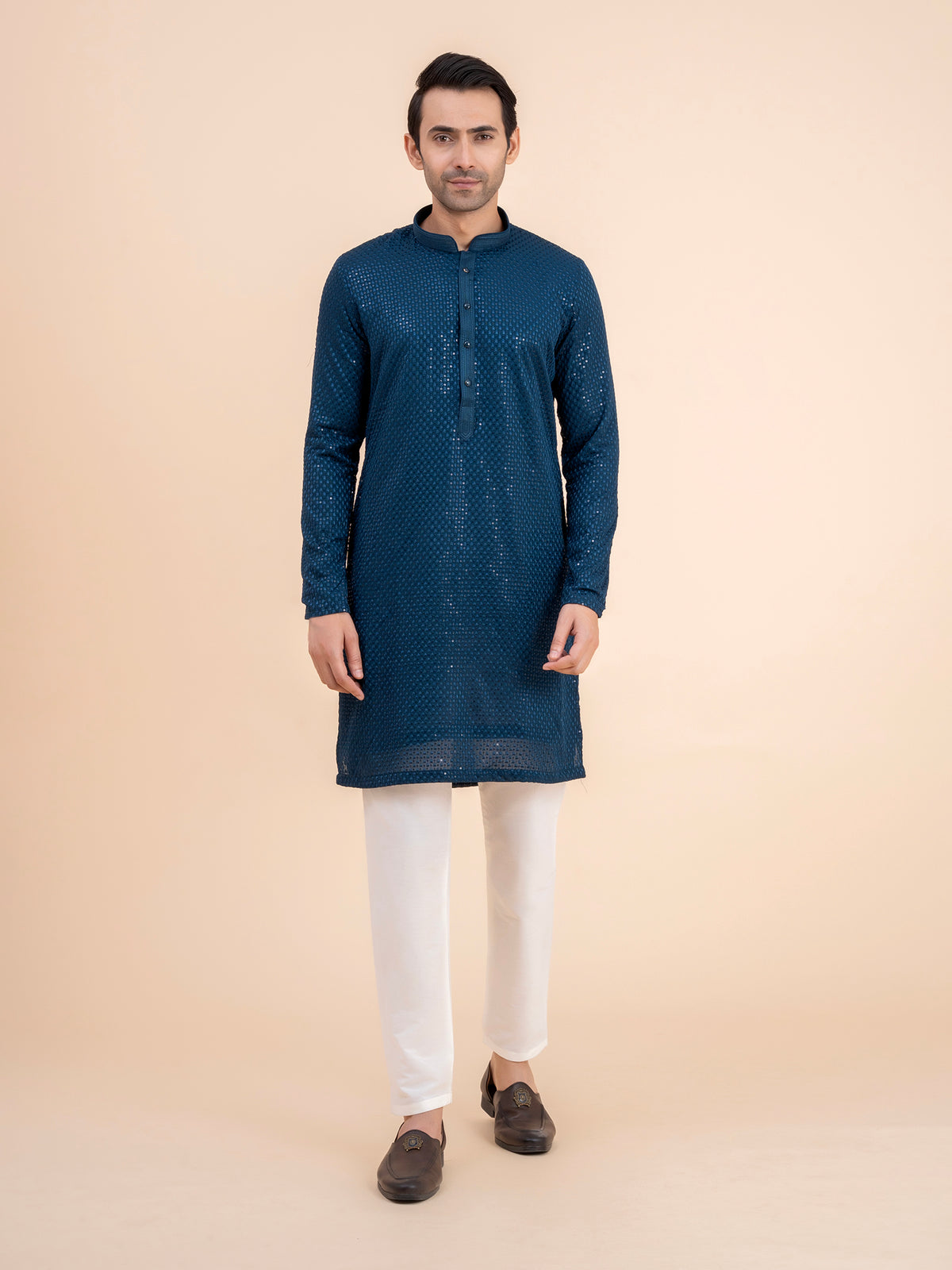 Deep Blue Sequin Kurta Set