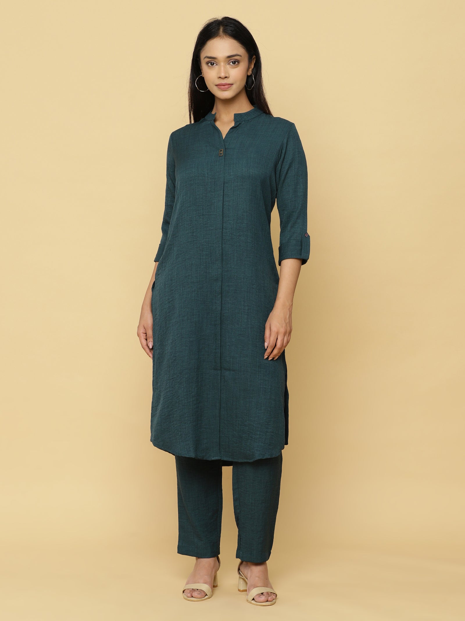 Deep Teal Mandarin Co-ord Set