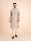 Beige Woven Kurta Set