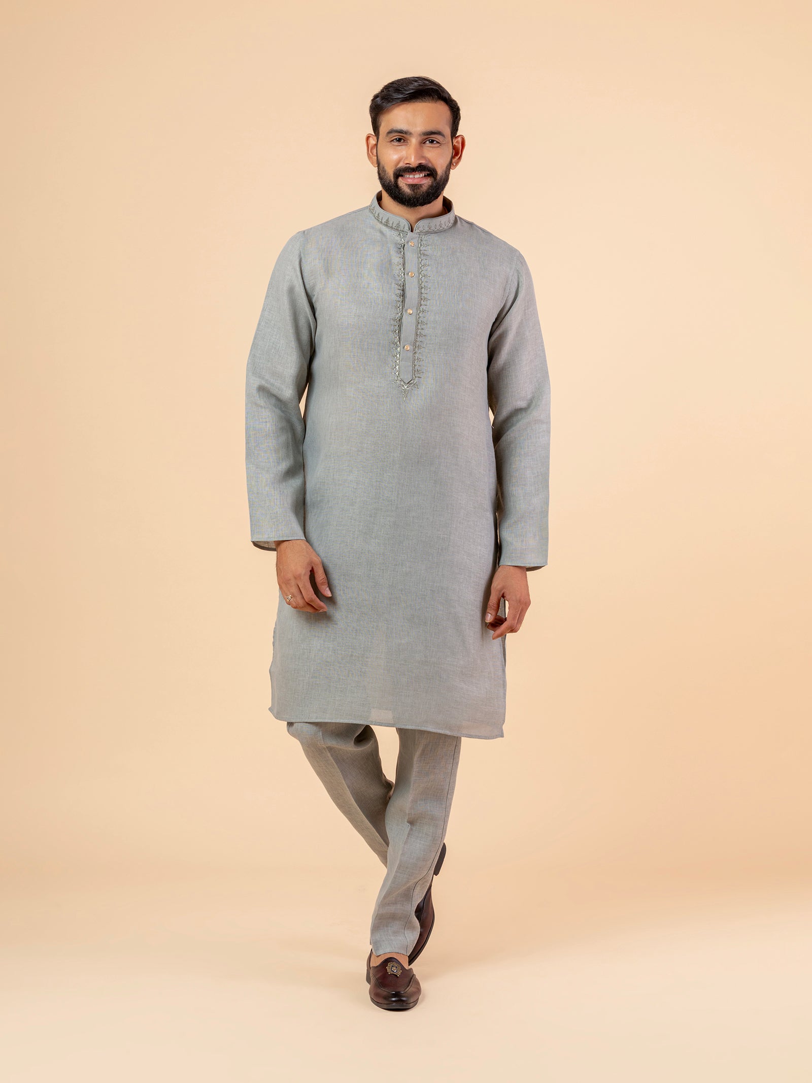 Simple Sage Filigree Kurta Set