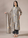 Grey Floral Printed Suit Set