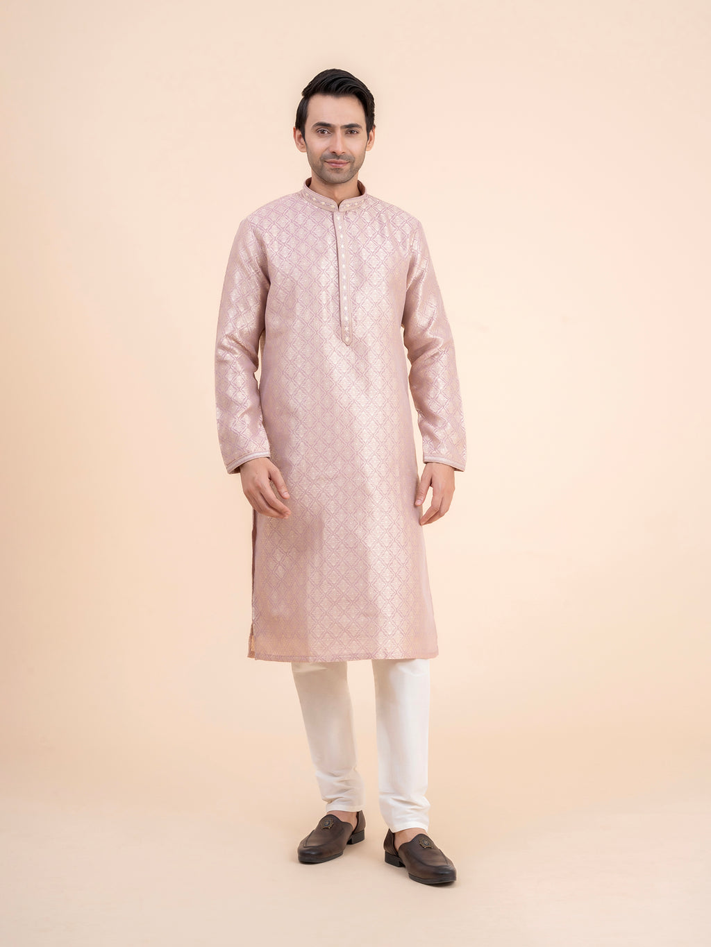 Rose Gold Brocade Kurta Set