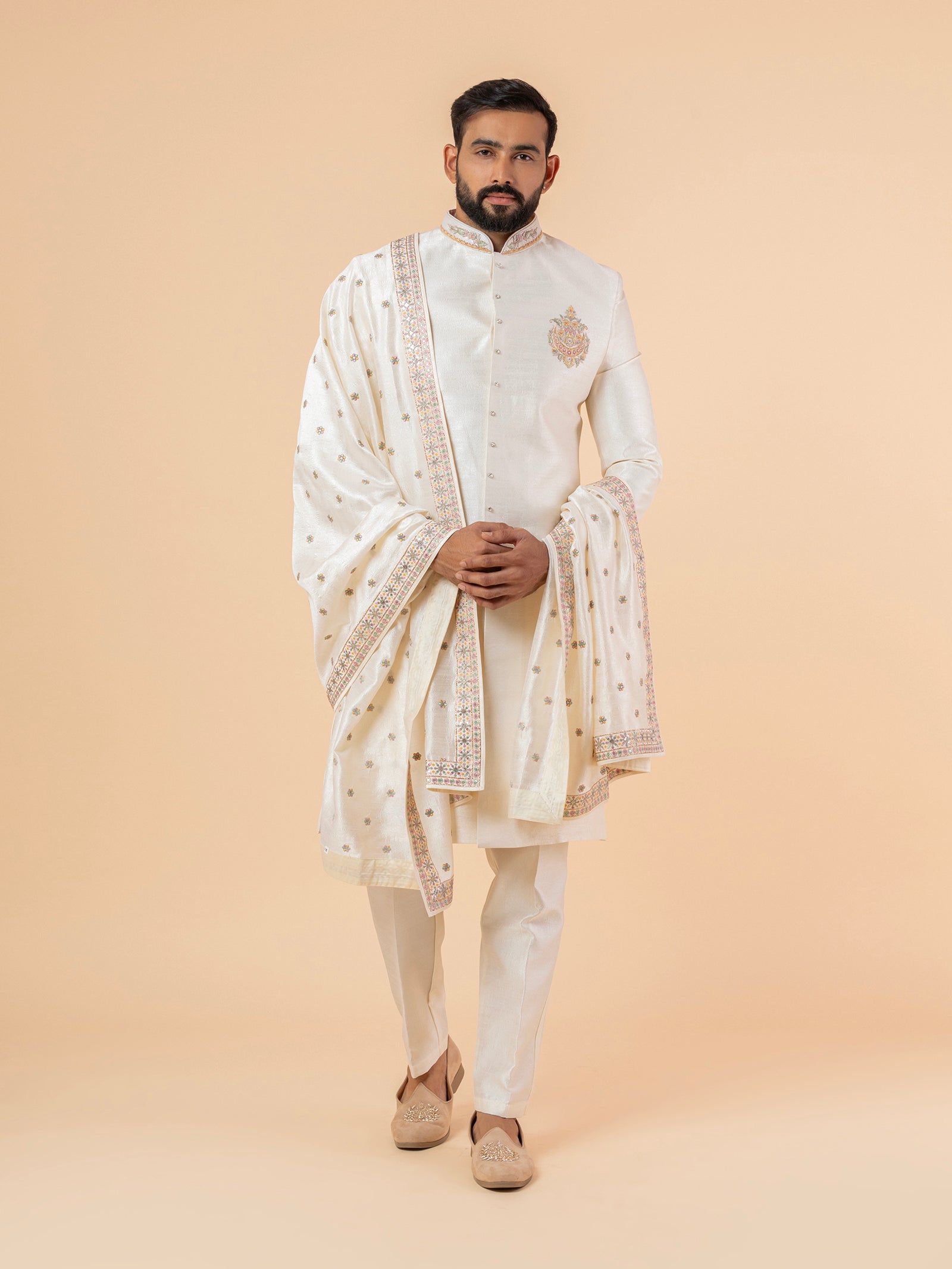 Pearl Allover-Embroidered Sherwani