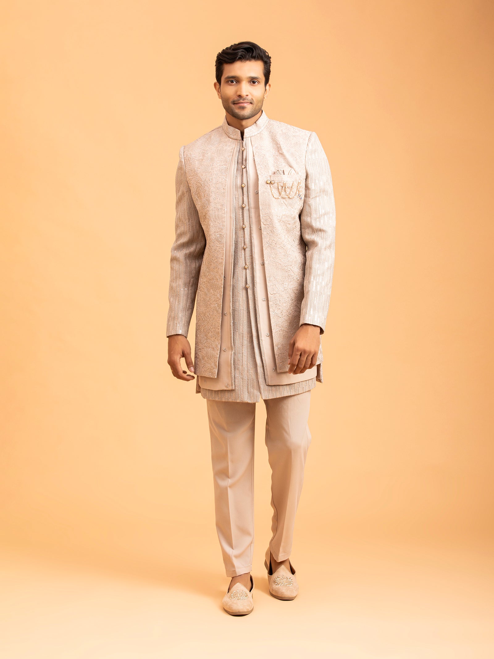 Champagne Sand Opulence Indo-Western Set