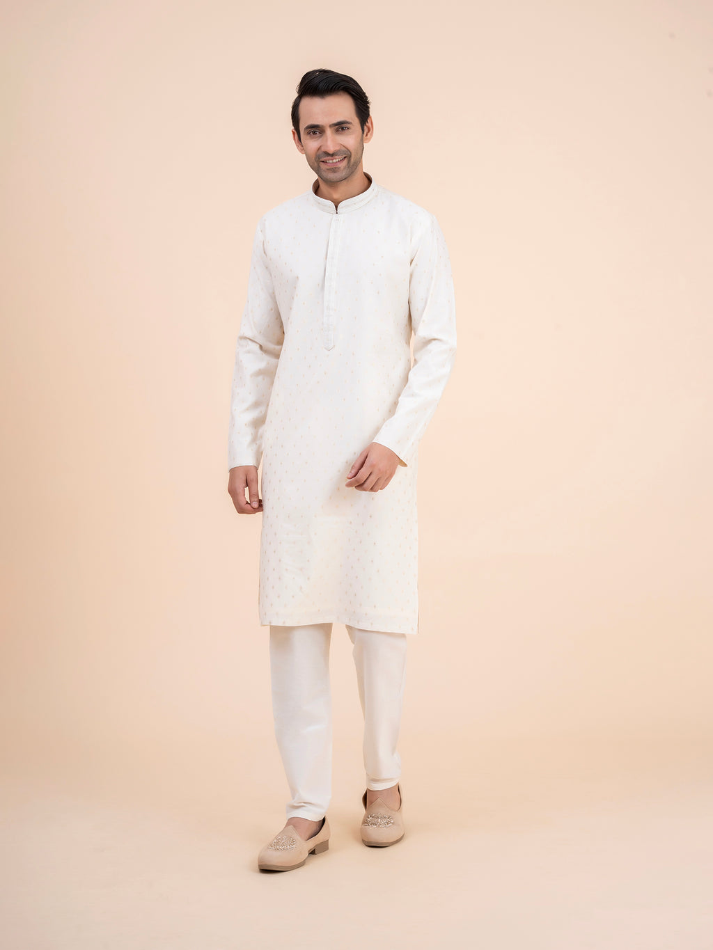 Off-White Spaced Motif Kurta Set