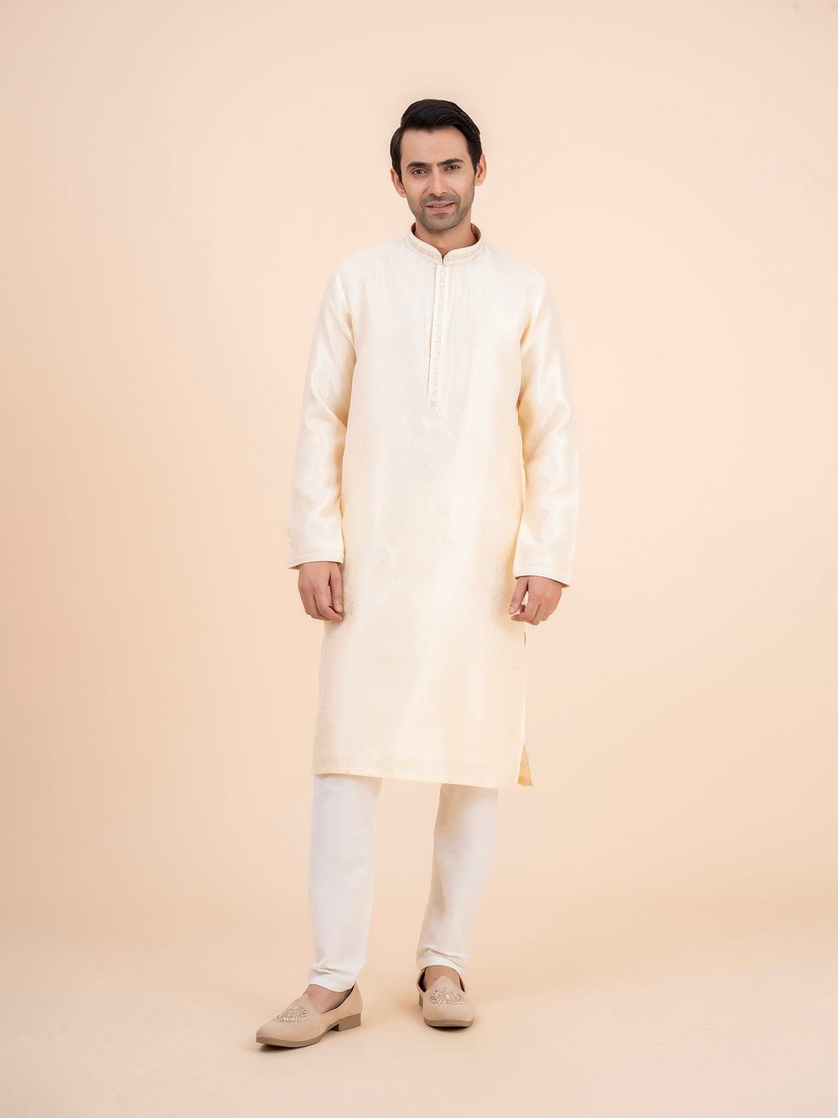 Ivory Jacquard Kurta Set