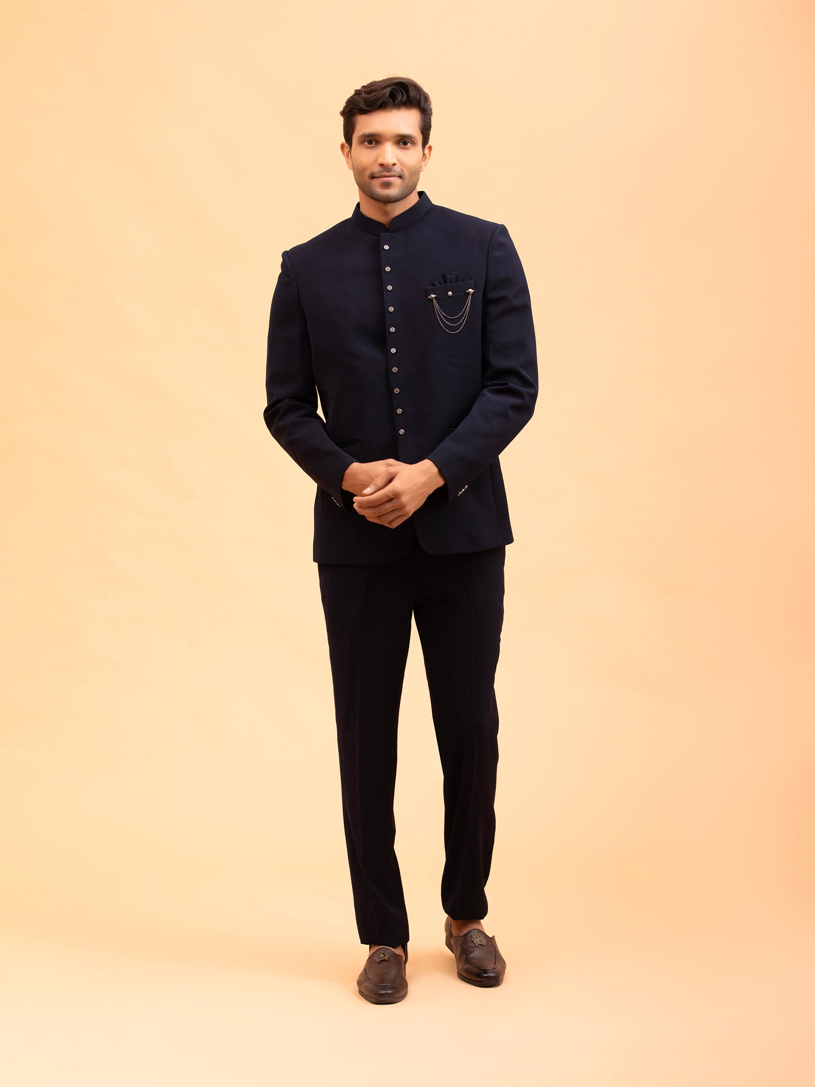 Midnight Navy Structured Jodhpuri Set
