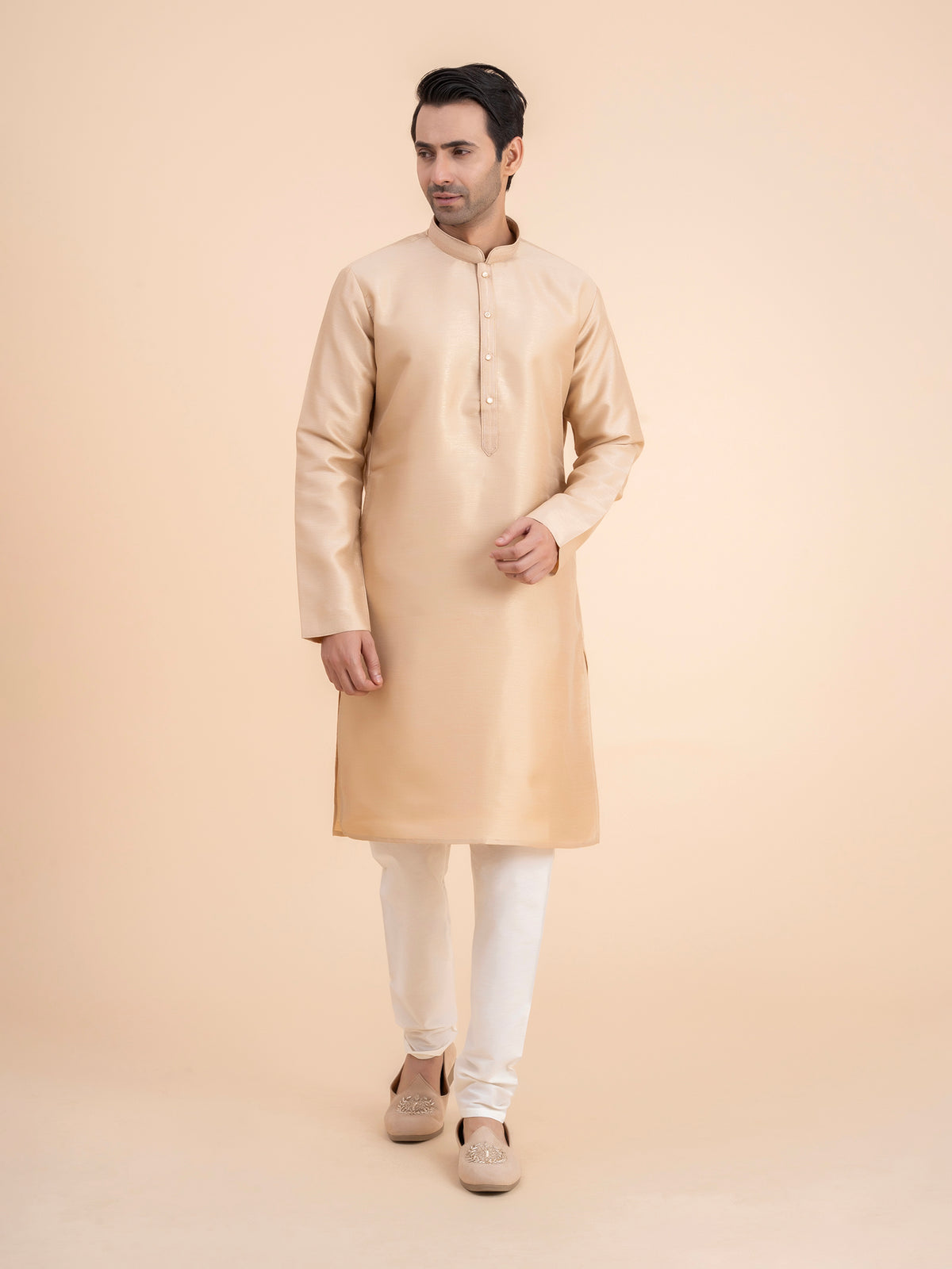 Champagne Gold Solid Kurta Set