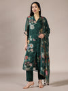 Forest Green Digital Floral Printed Kurta Set