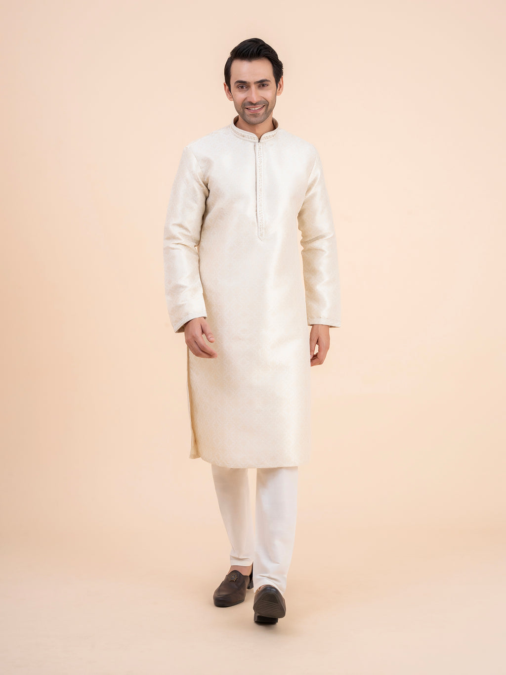 Off-White Brocade Kurta Set
