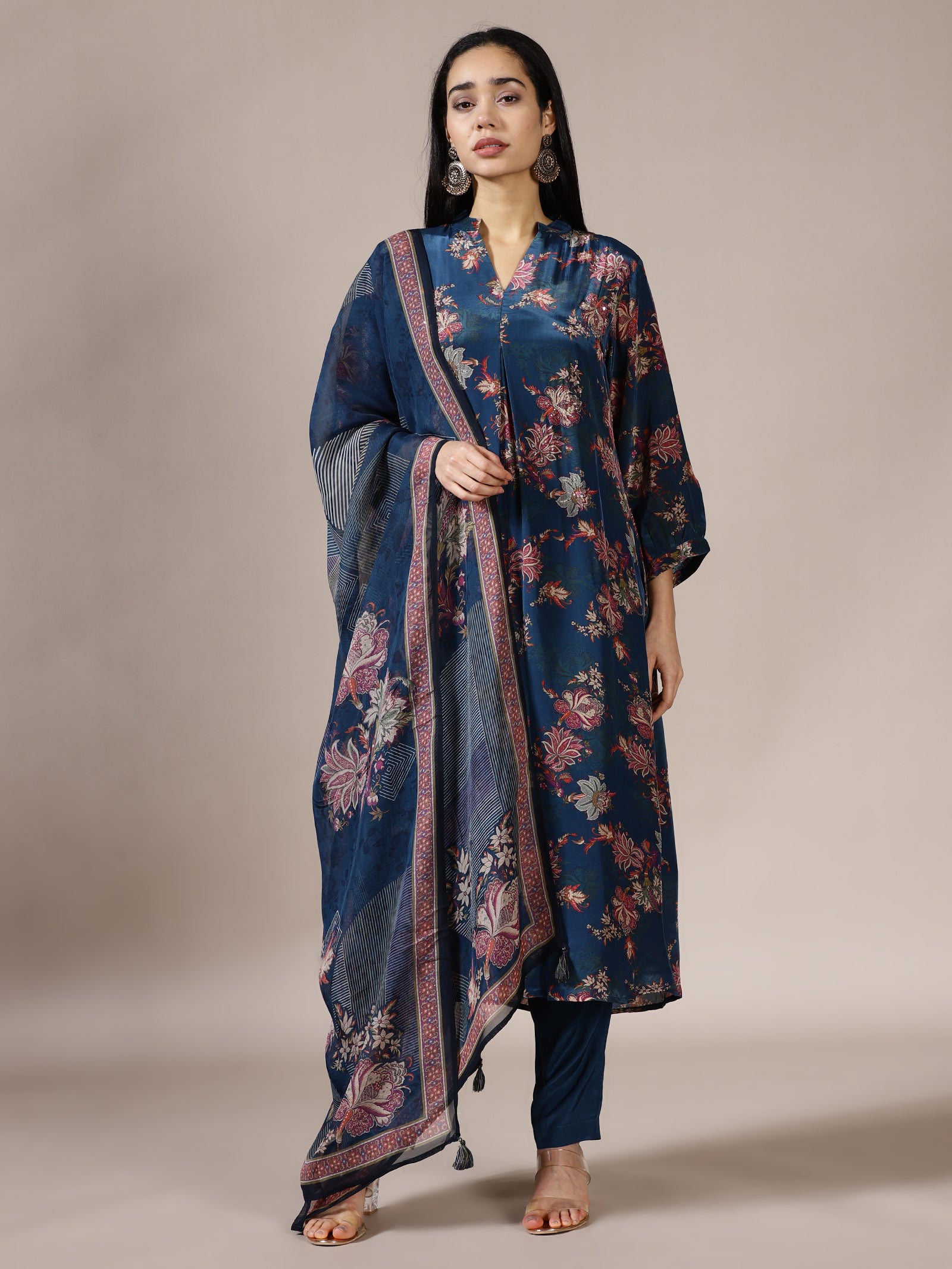 Midnight Blue Floral Suit Set