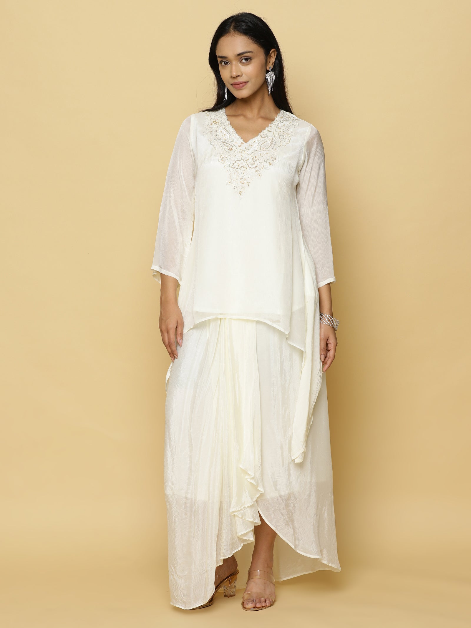 Pearl White Layered Co-ord Set
