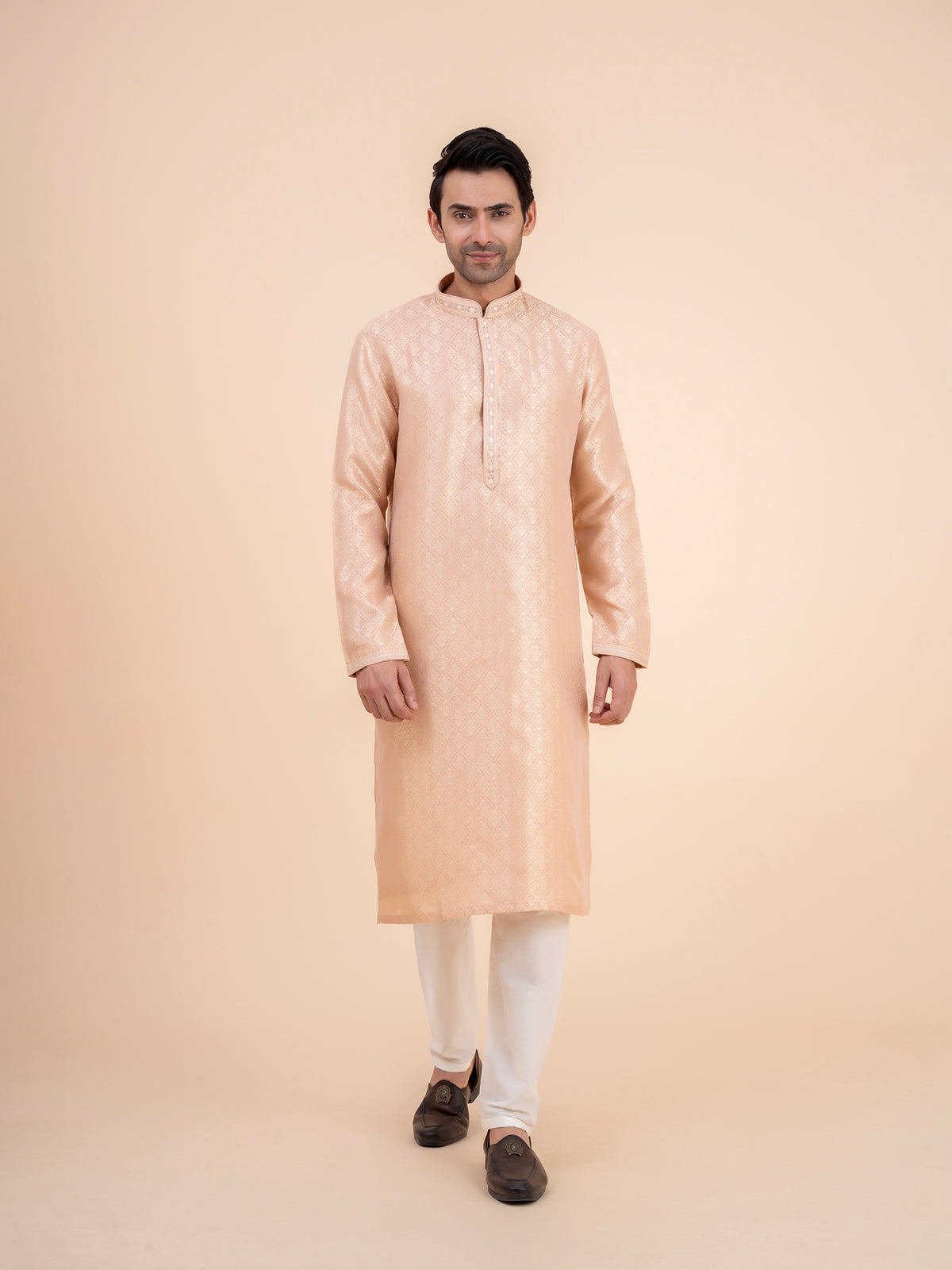 Rose Brocade Kurta Set