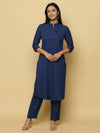 Navy Blue Mandarin Coord Set