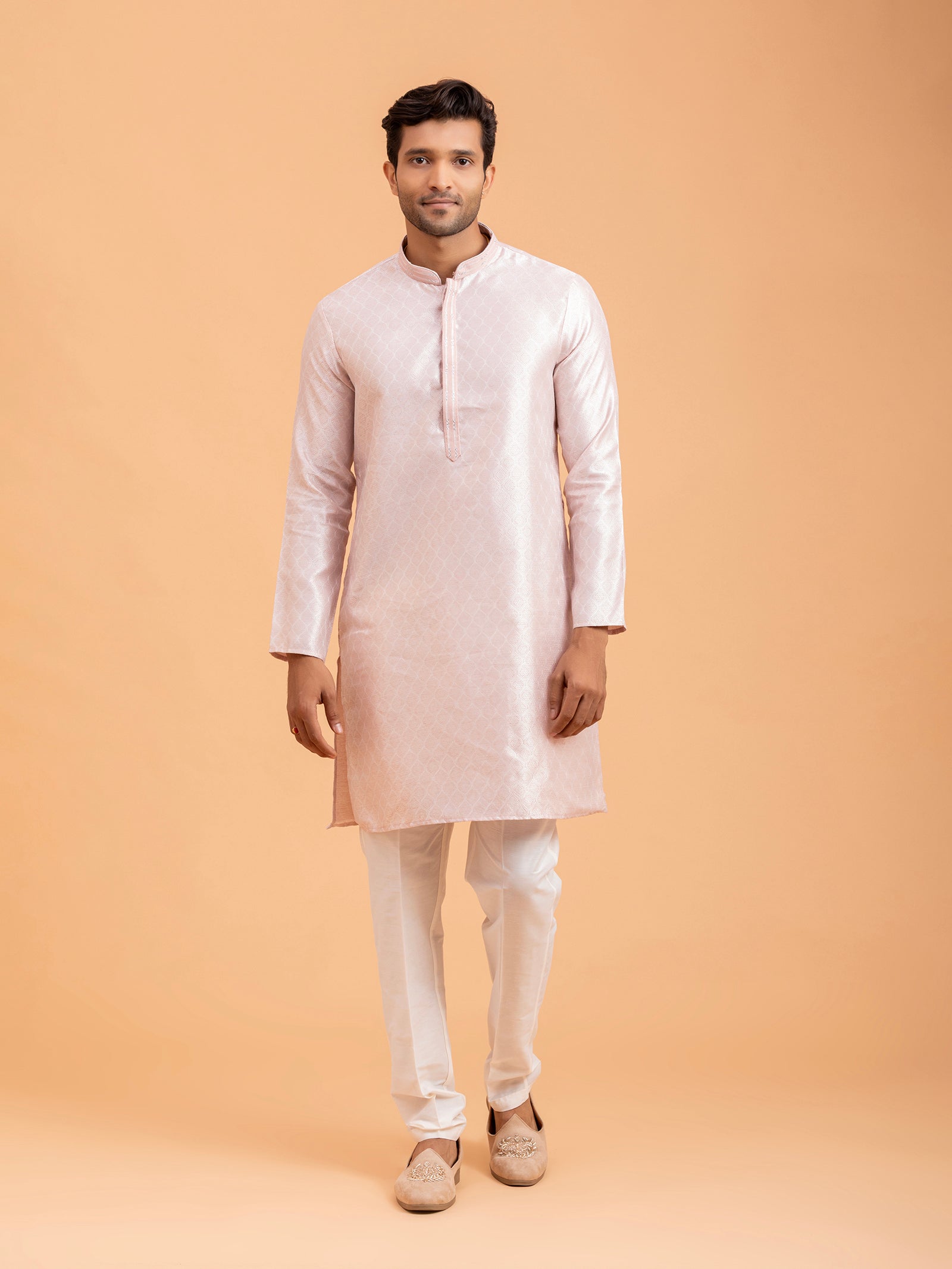 Blush Petal Weave Kurta Set