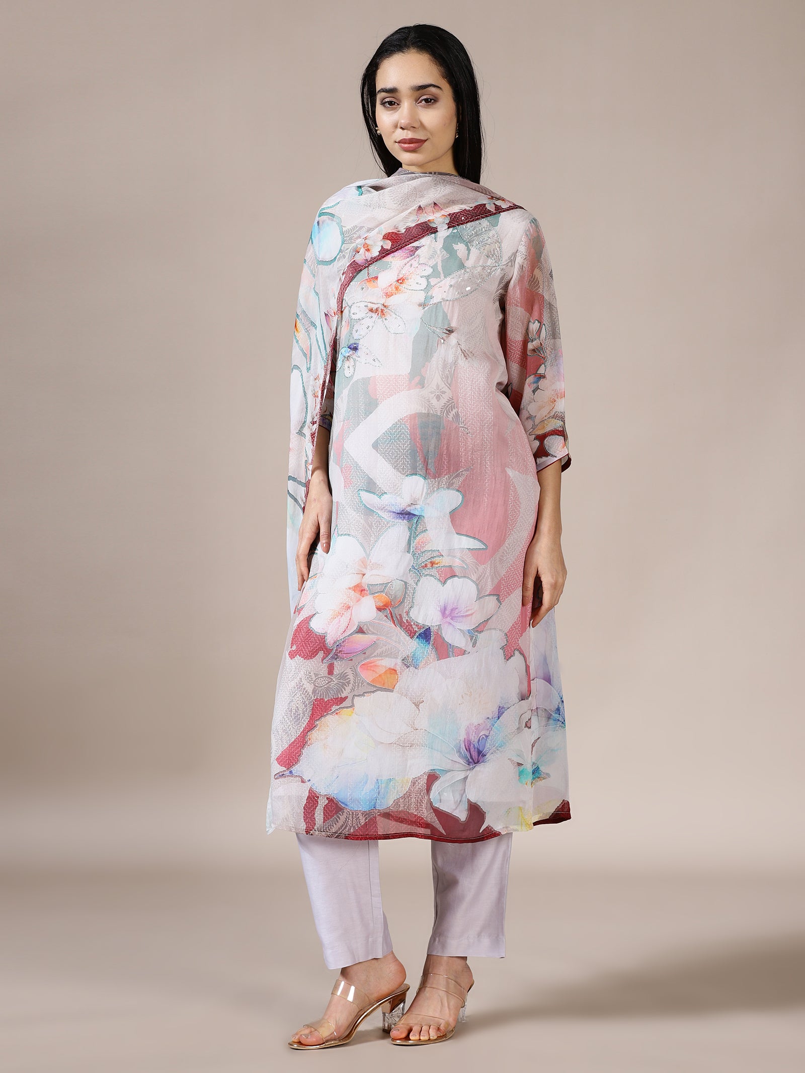 Watercolor Chiffon Kurta Set