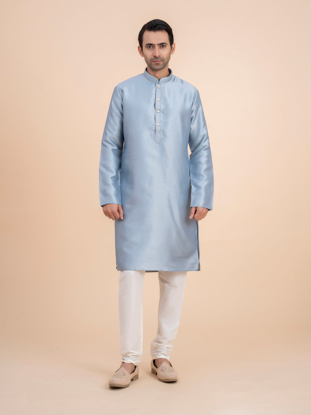 Steel Blue Solid Kurta Set