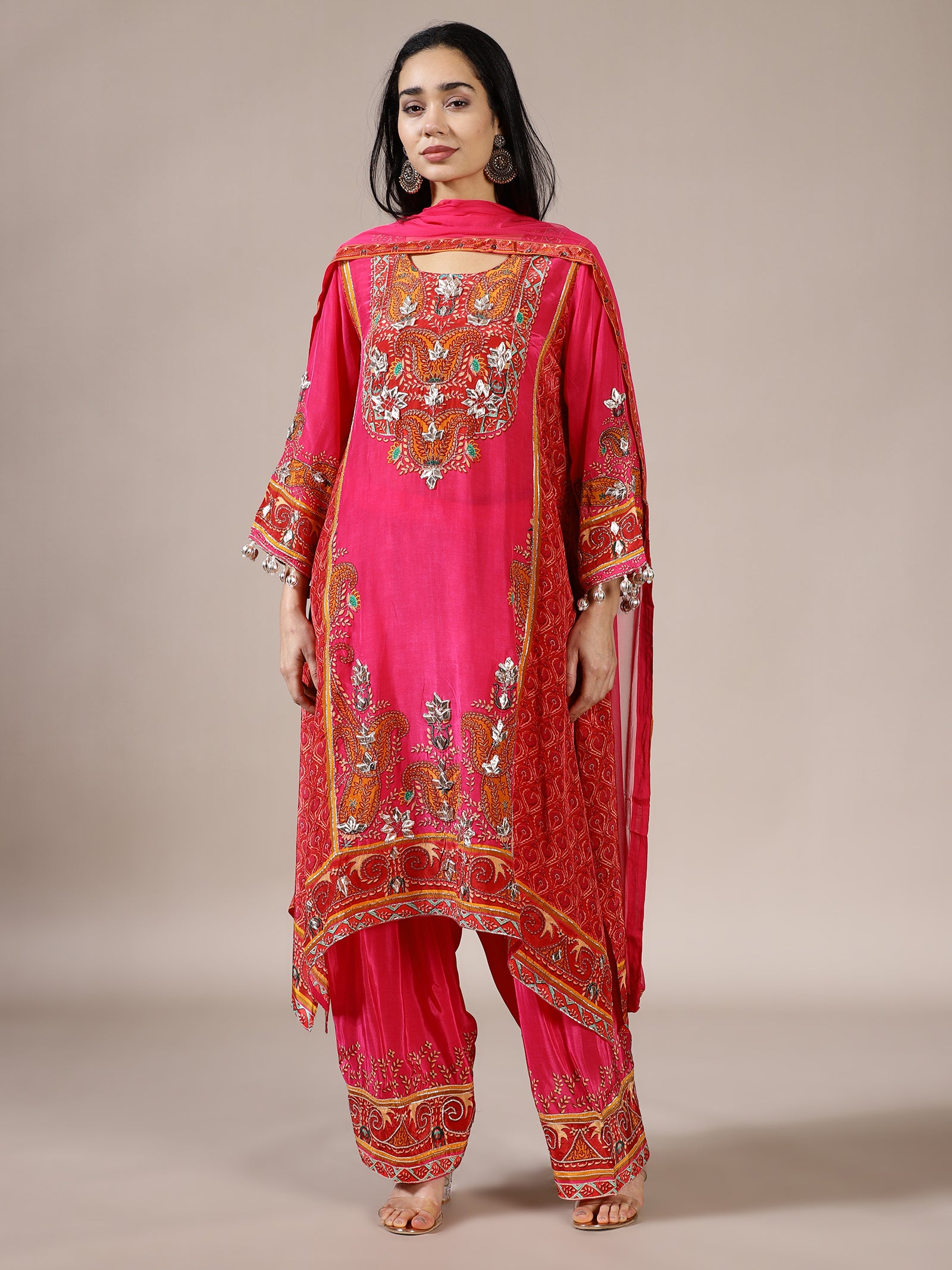 Fuchsia Heavy Paisley Print Suit Set
