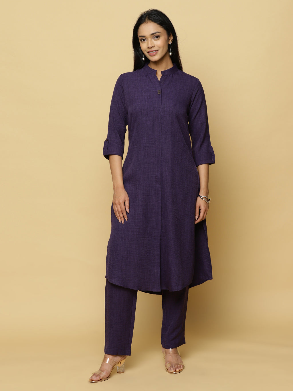 Deep Purple Mandarin Co-ord Set