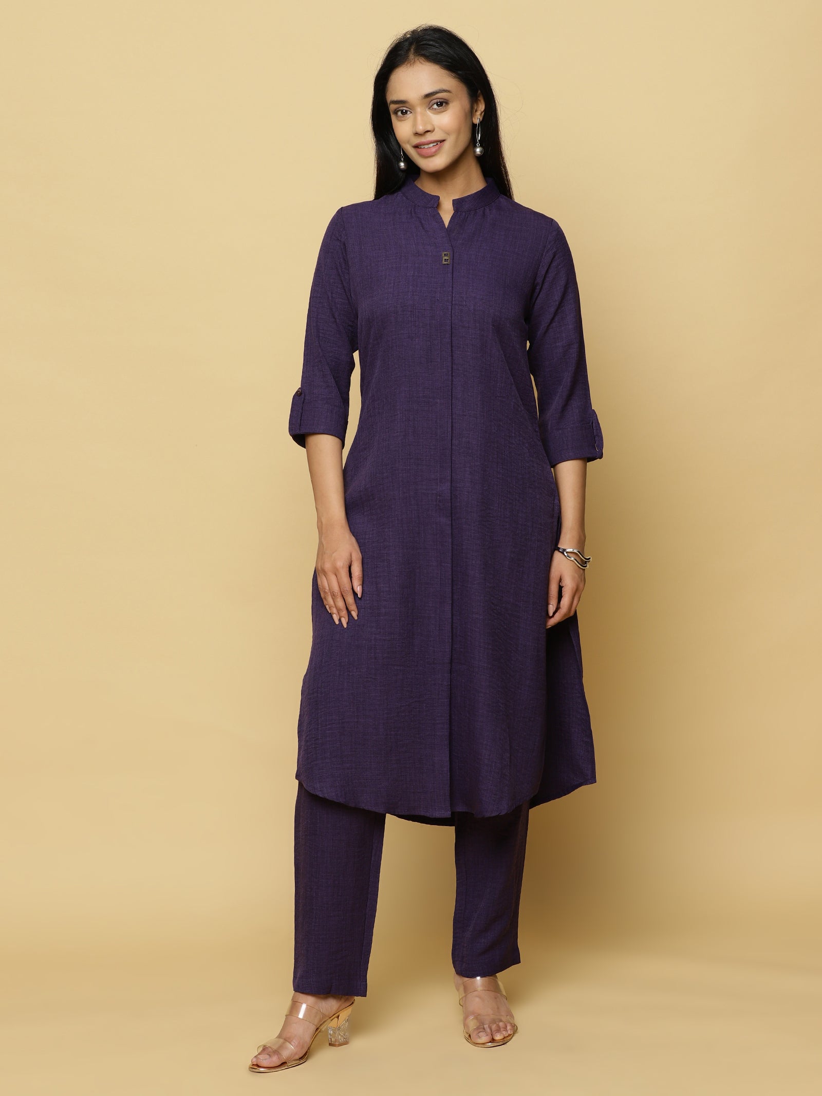 Deep Purple Mandarin Co-ord Set