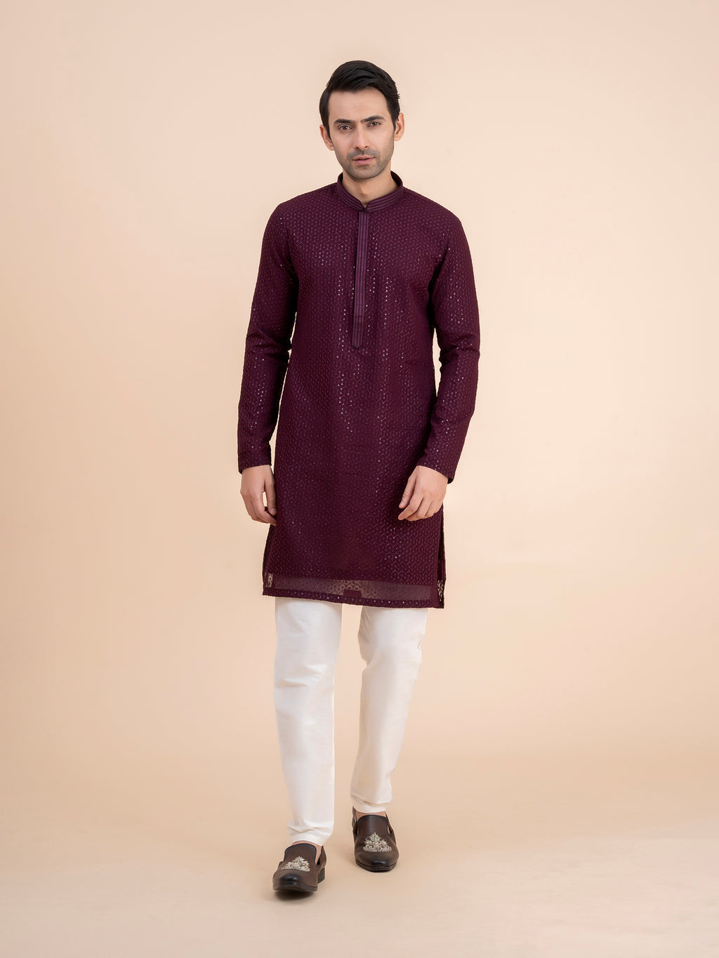 Deep Maroon Sequin Kurta Set