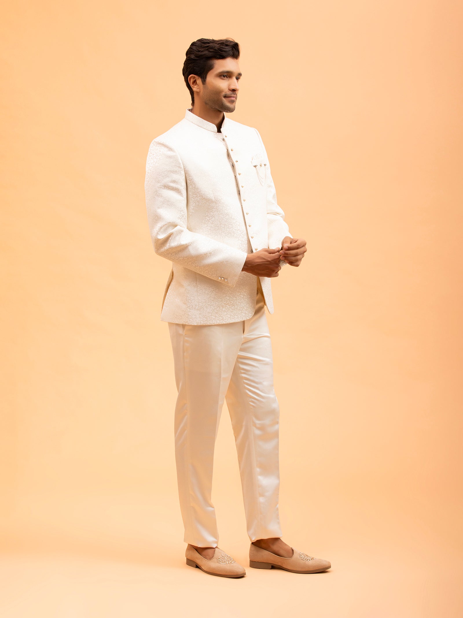 Ivory Heirloom Jacquard Jodhpuri Set