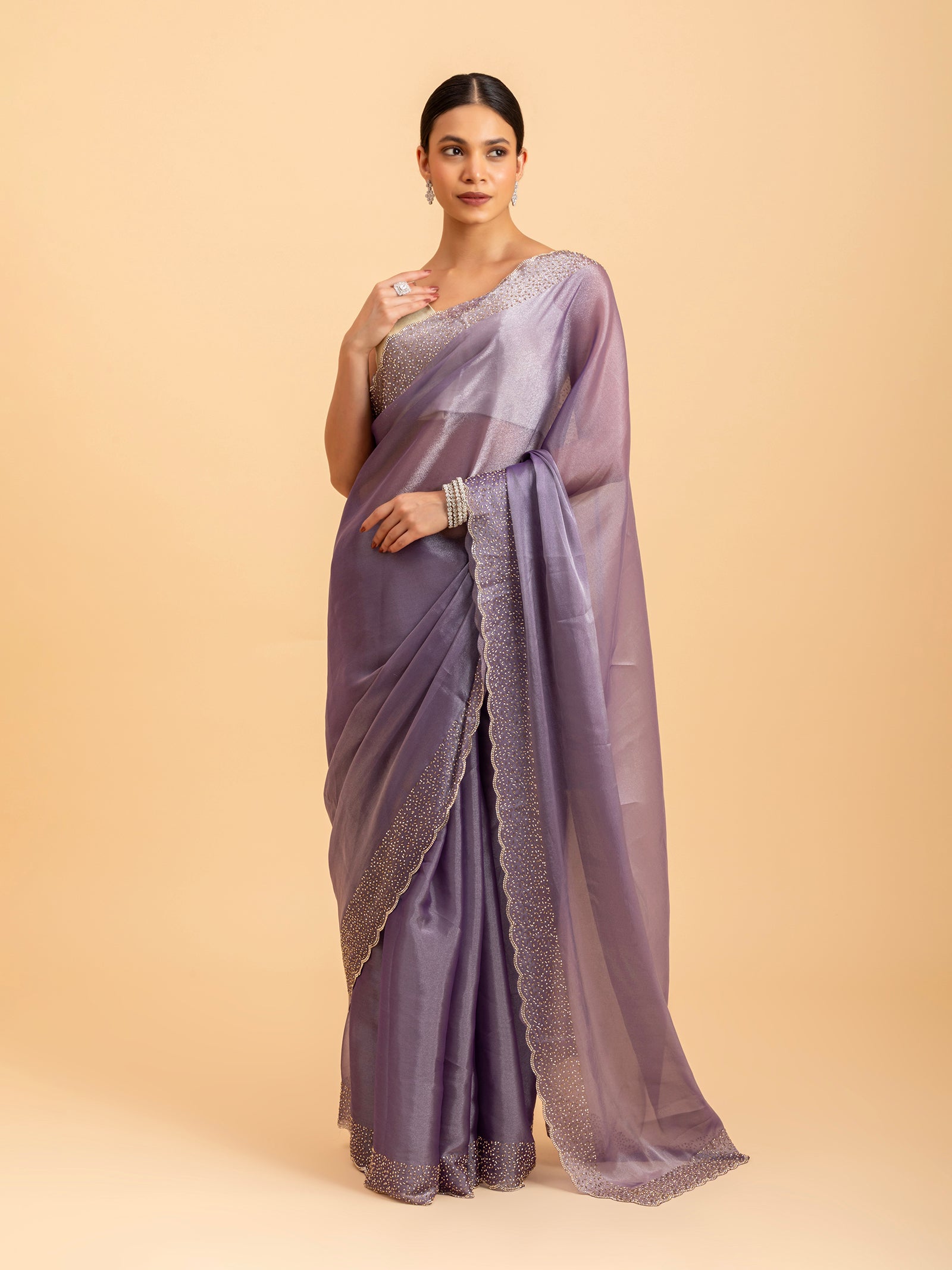 Celestial Lilac Shimmer Saree