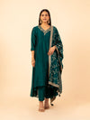 Teal Bloom Silk Suit Set