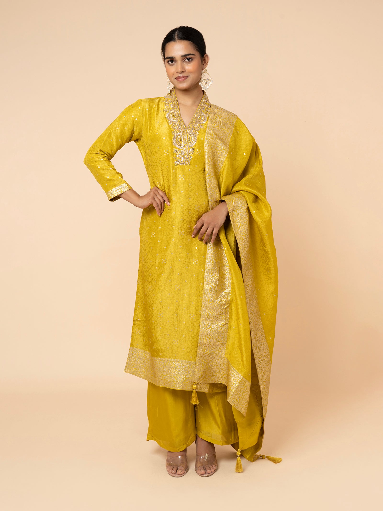 Mustard Yellow Banarasi Suit Set