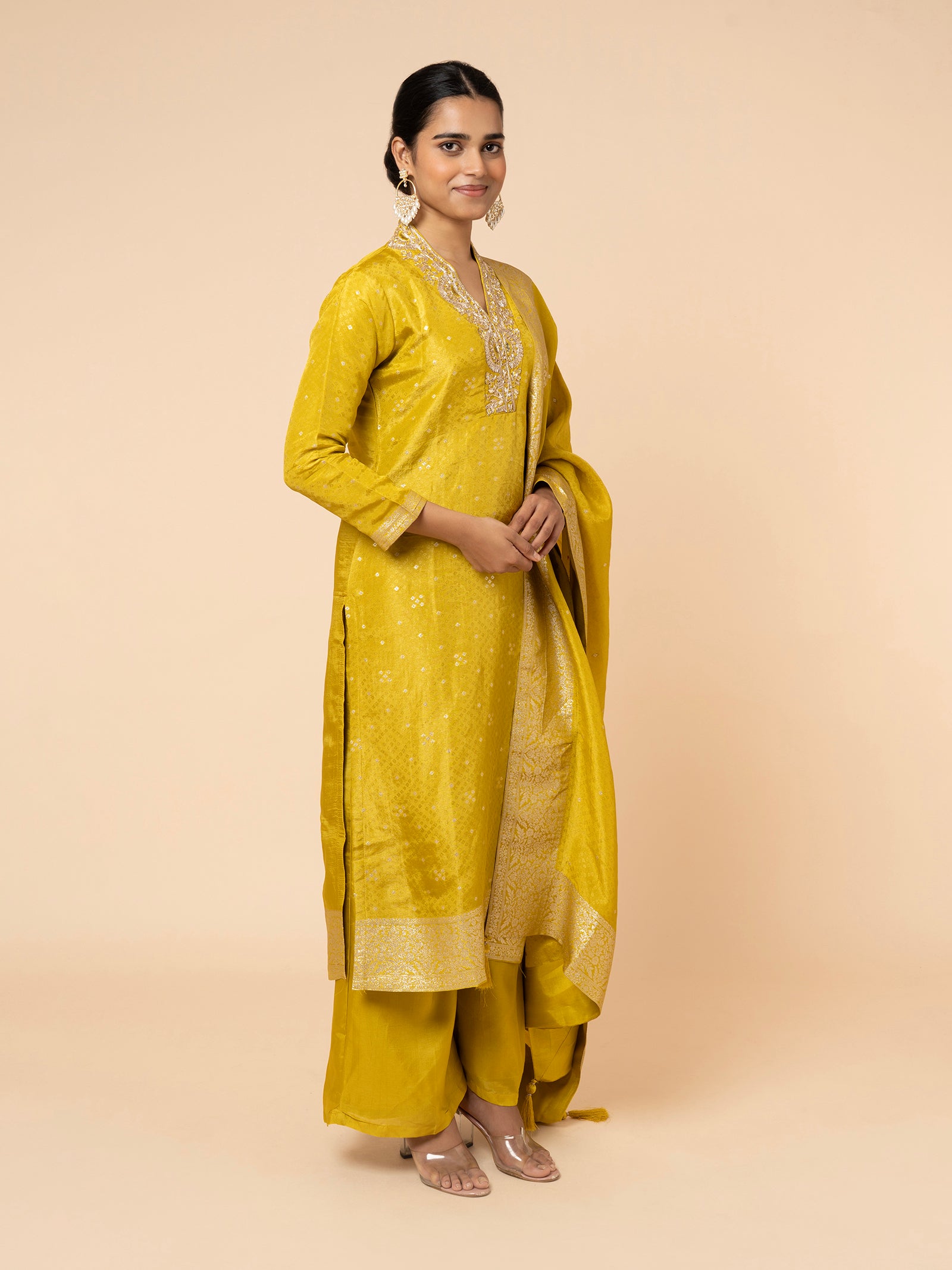 Mustard Yellow Banarasi Suit Set