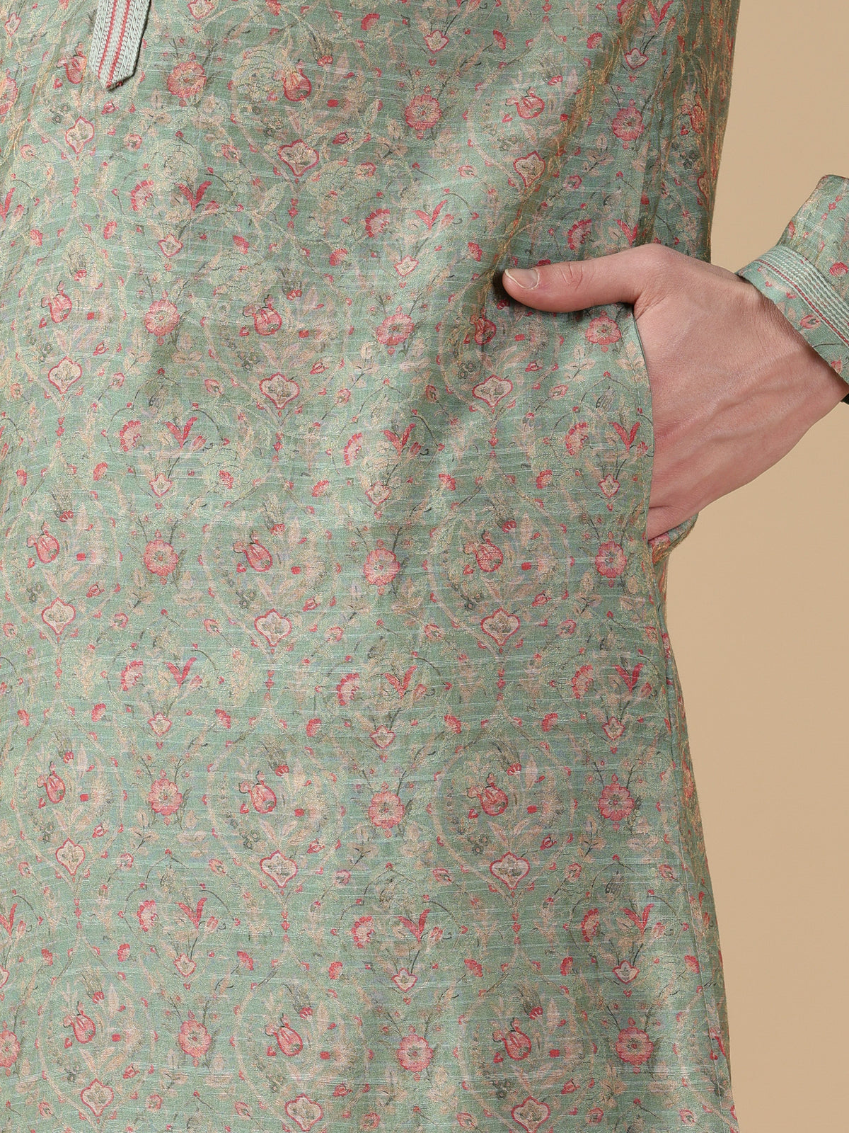 Sage Green Floral Print Kurta Set