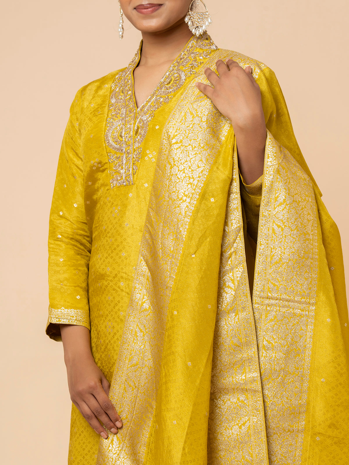 Mustard Yellow Banarasi Suit Set