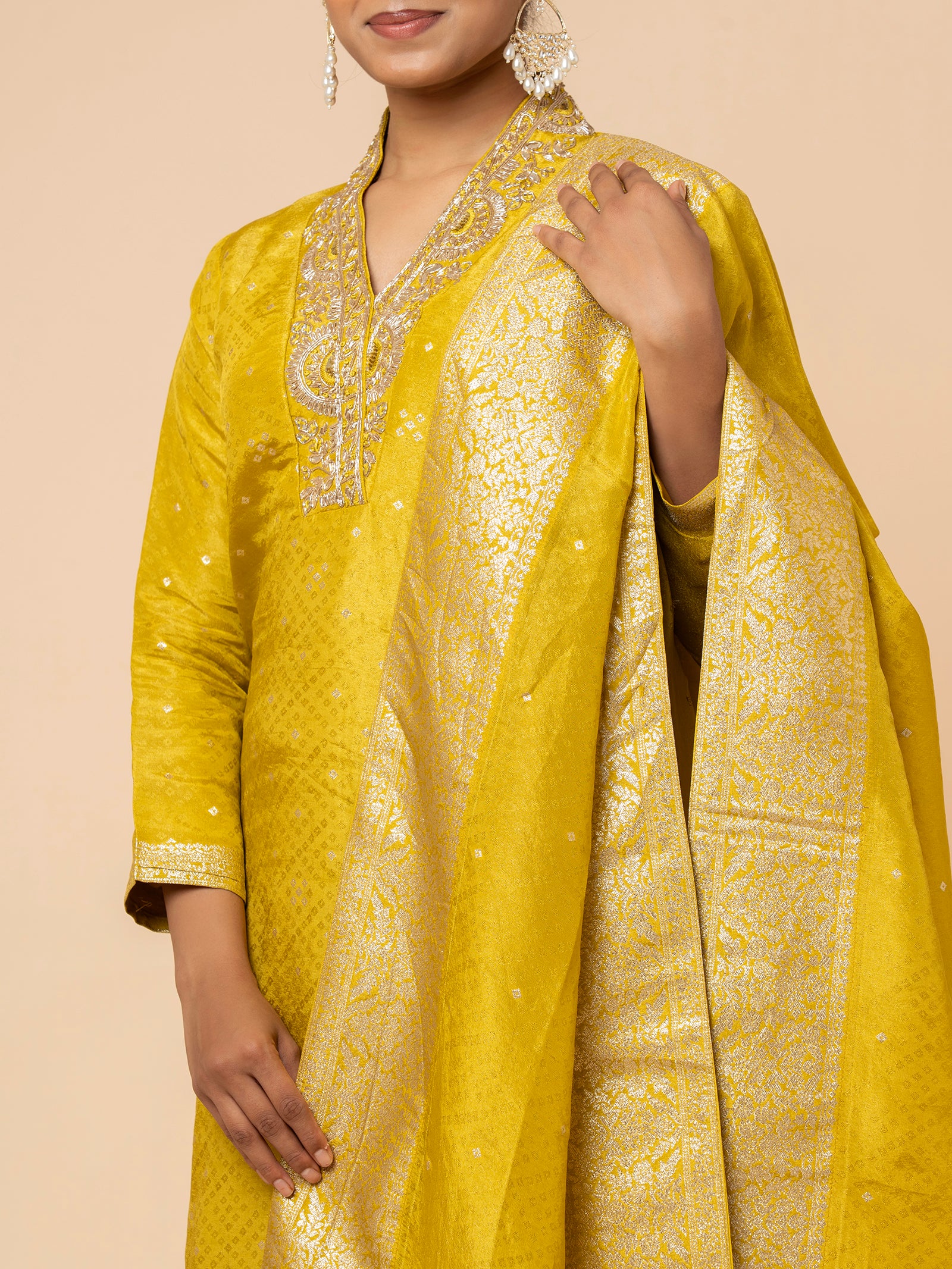 Mustard Yellow Banarasi Suit Set
