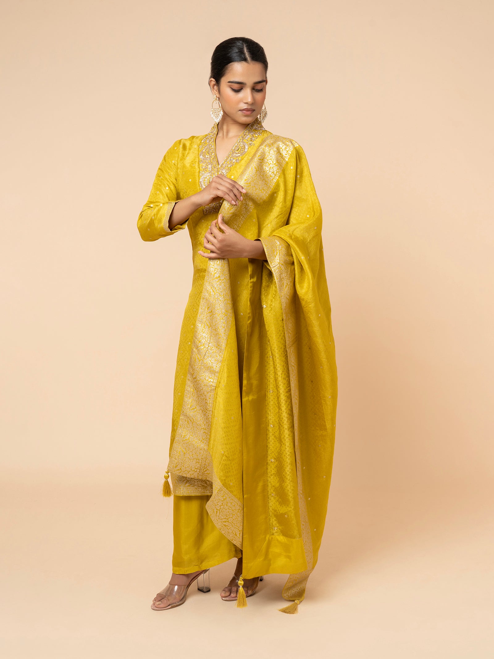 Mustard Yellow Banarasi Suit Set