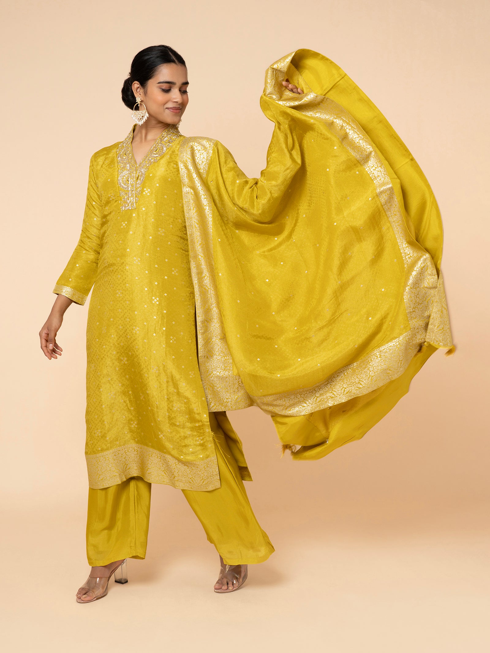 Mustard Yellow Banarasi Suit Set