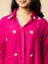 Magenta Silk Co-ord Set with Embellished Collar & Flared Silhouette