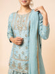 Powder Blue Embroidered Gharara Set