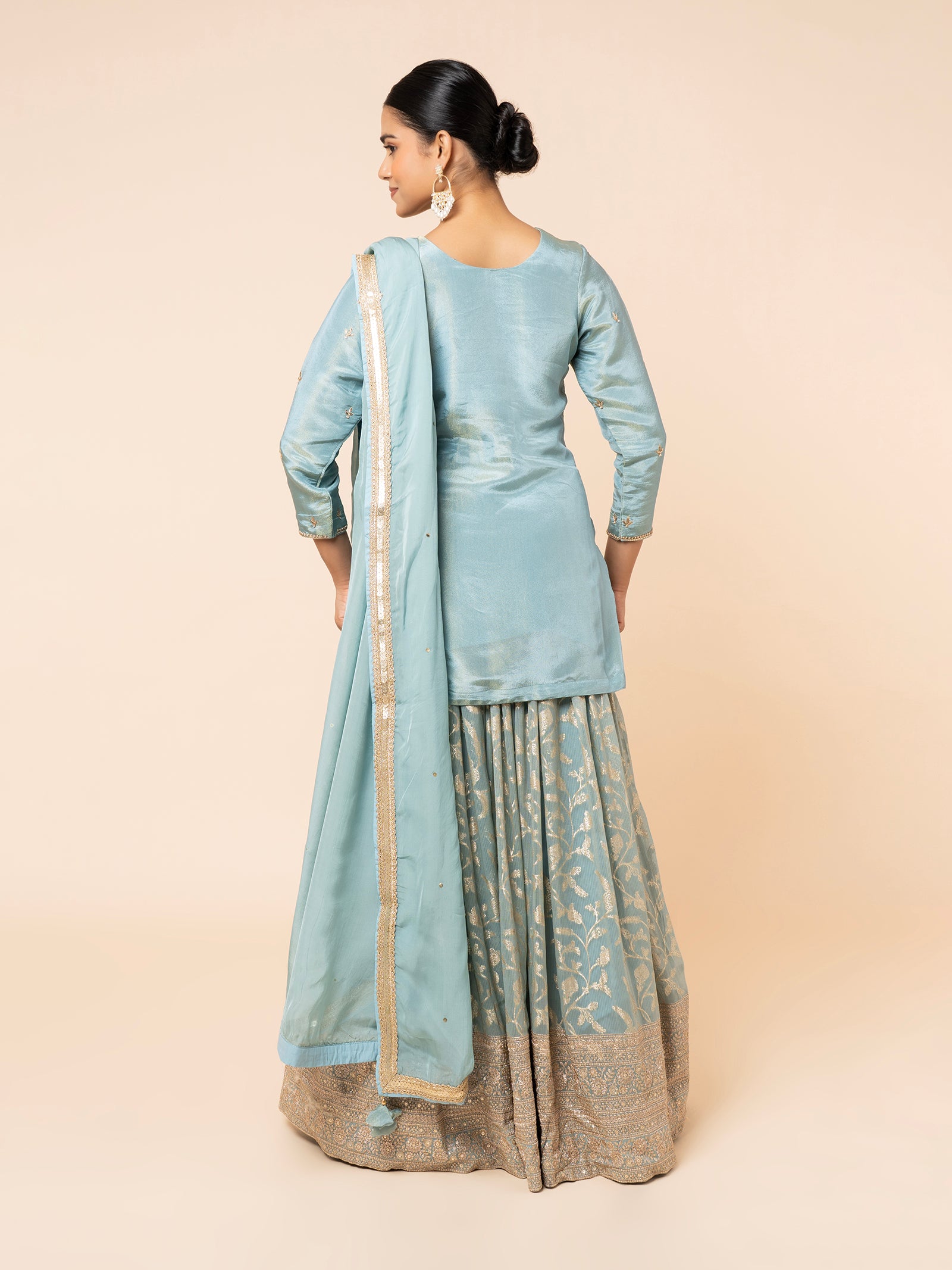 Powder Blue Embroidered Gharara Set